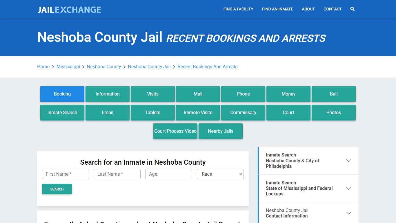 Neshoba County Jail Recent Bookings And Arrests - Jail Exchange