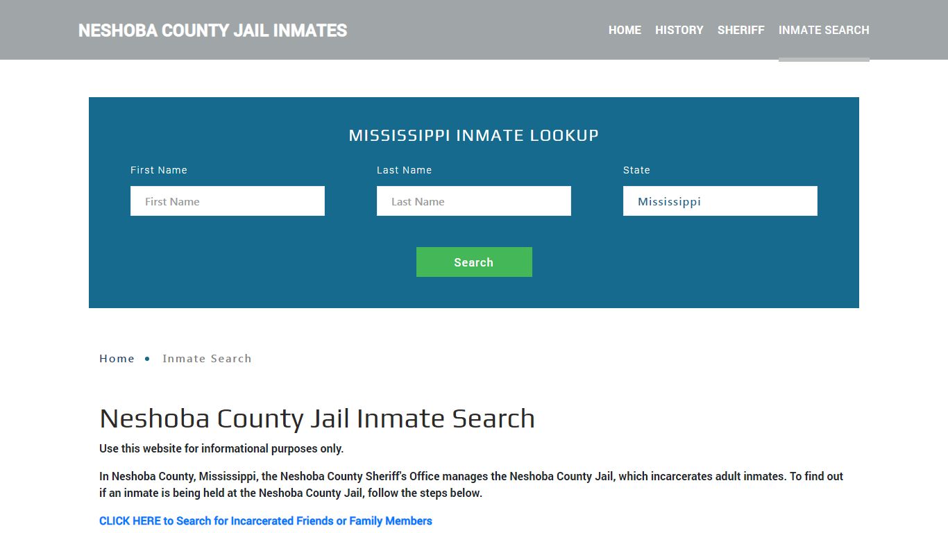 Neshoba County, MS Detainee Lookup